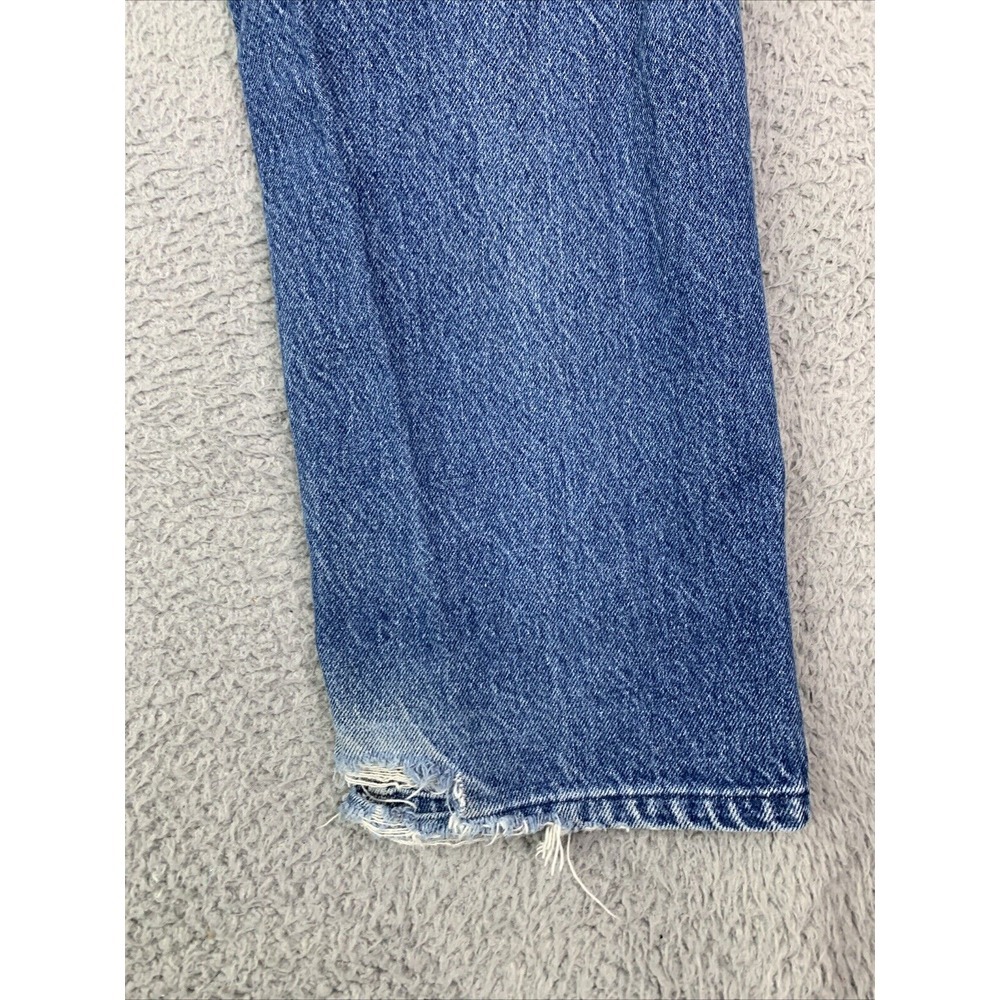 LL Bean jeans men’s Size 35x34 Blue Denim Straight Double‎ L Distressed - Picture 3 of 9
